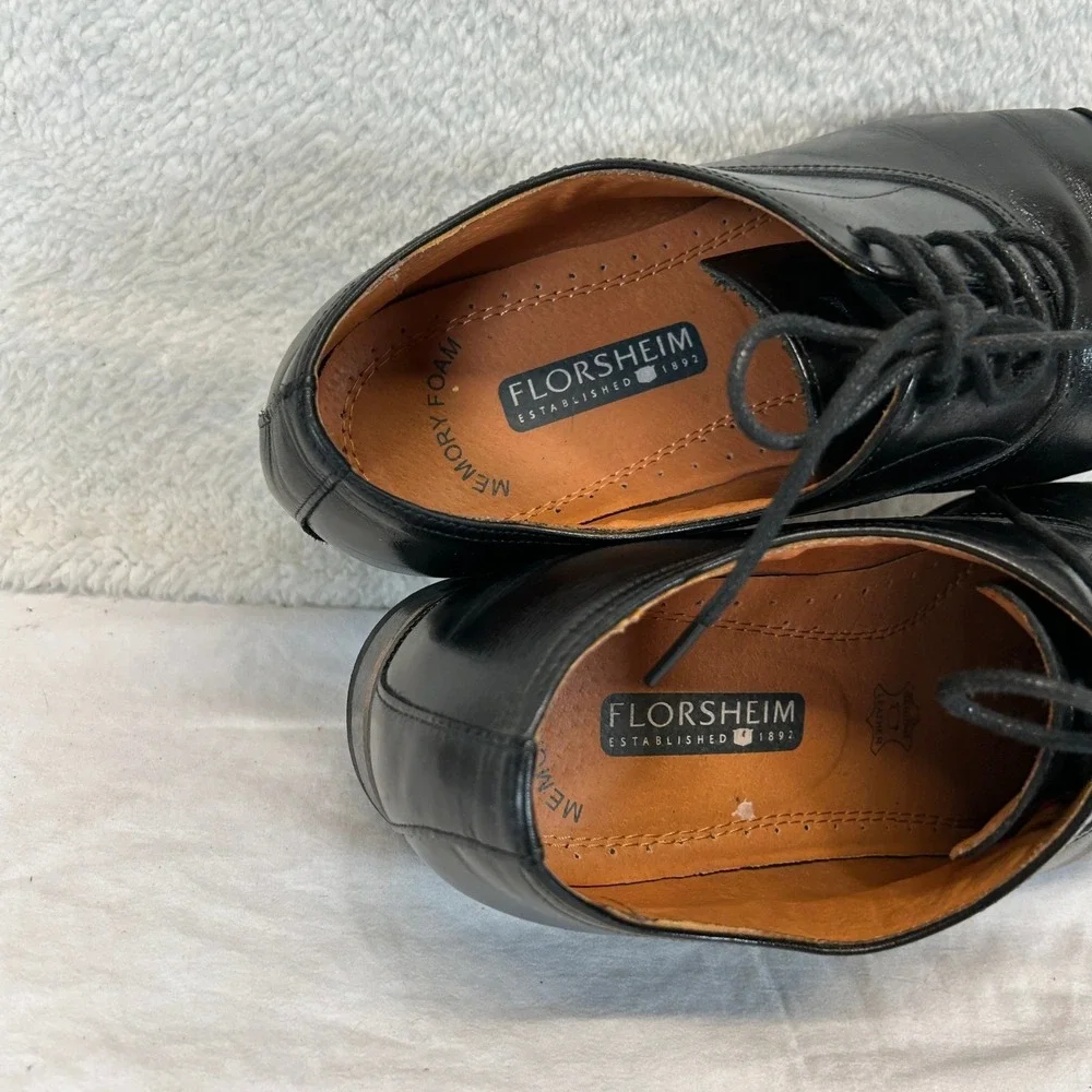 Florsheim Mens Black Leather Cap Toe Oxford Dress Shoes 14180-001 Size 8D